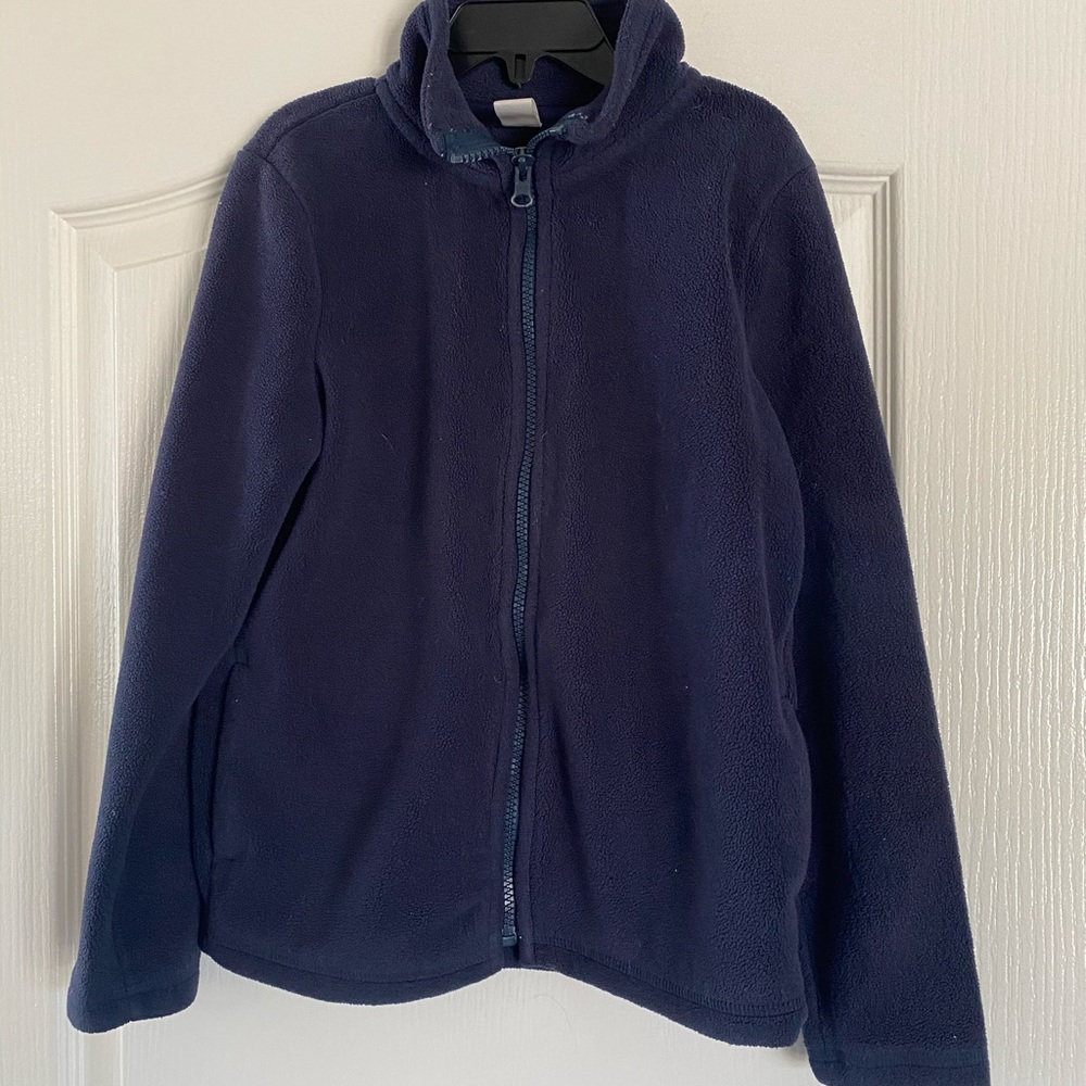 Girls Fleece Zip Up Jacket in Navy Blue Size 8